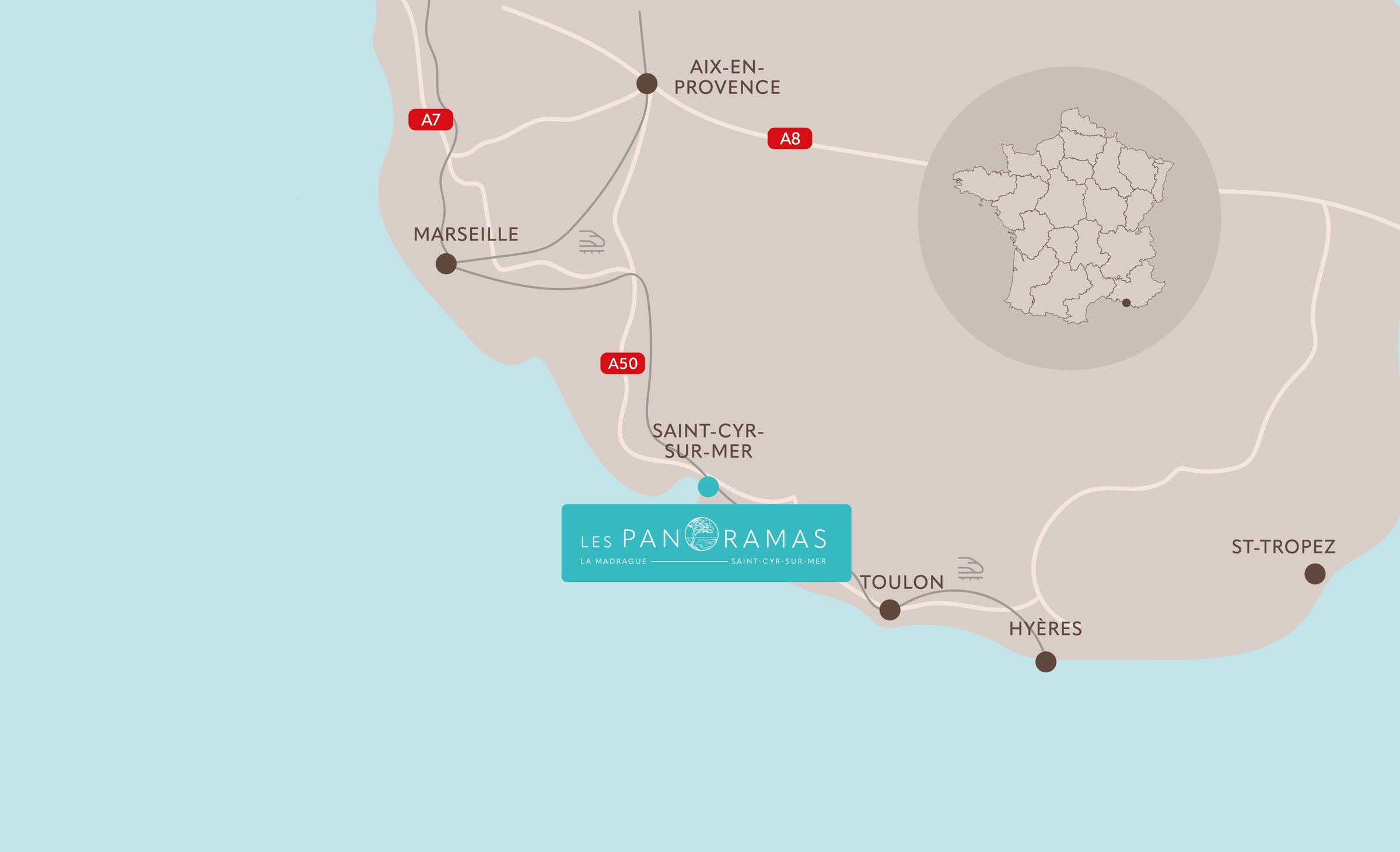Plan de situation — Les Panoramas entre Marseille et Toulon, Provence