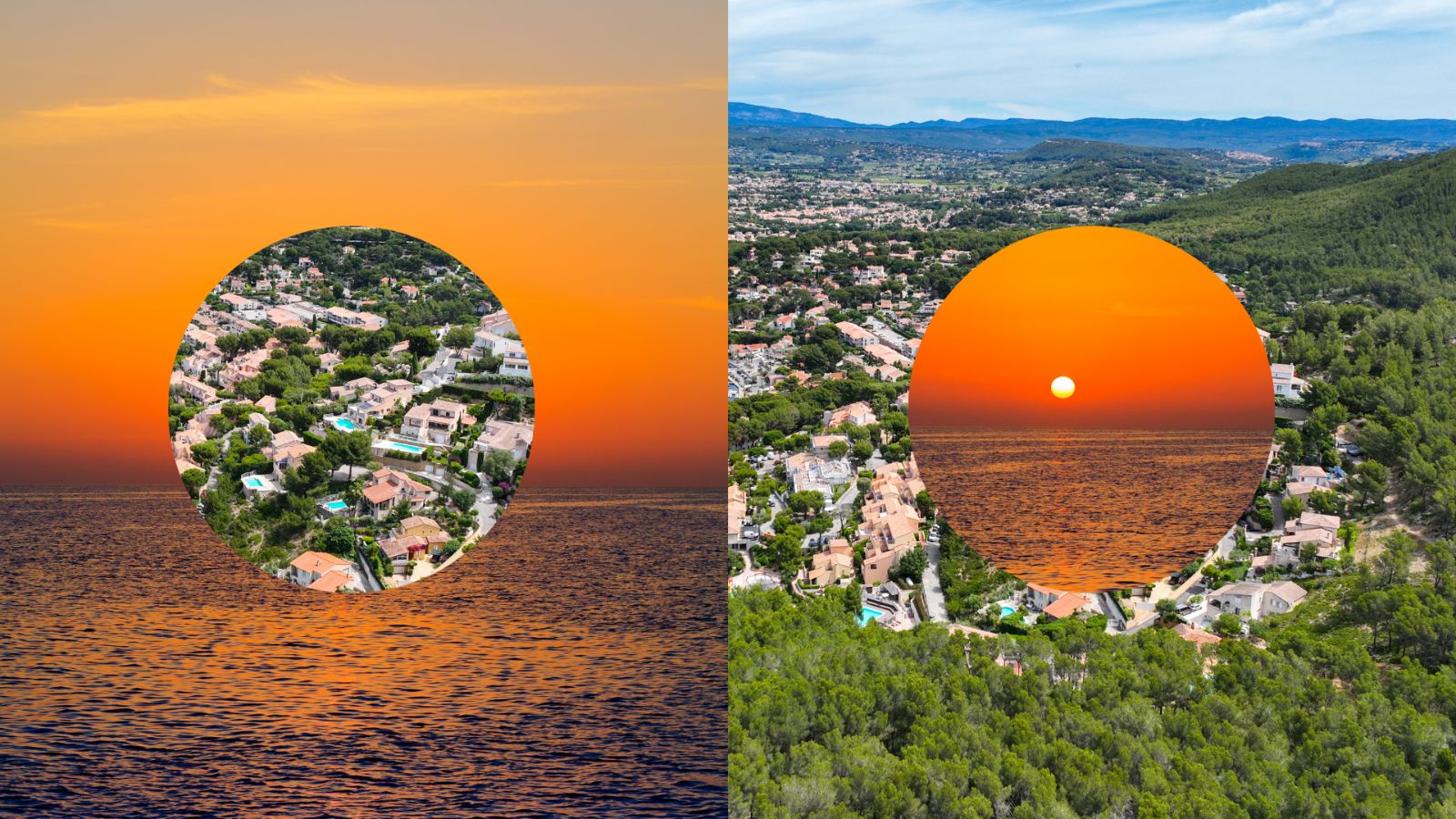 Coucher de soleil sur la baie depuis les hauteurs de La Madrague